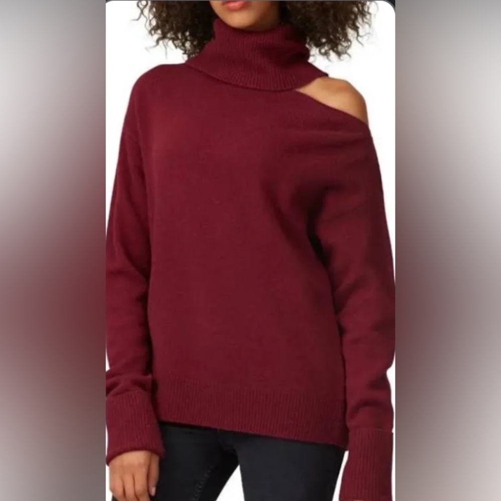 Paige turtleneck sweater with shoulder cut out